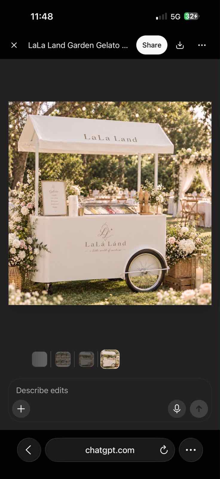 LaLá Lánd's supplied cream push cart design shown as a gelato station